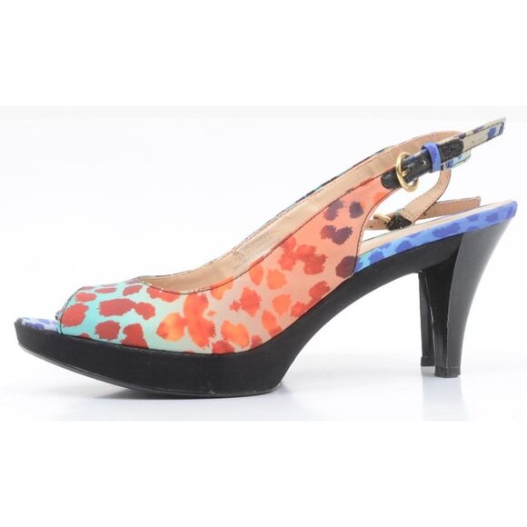 Nine West Jeopardy Rainbow Slingback Peep Toe Platform Heels Pump Women's 8.5 - Picture 6 of 9